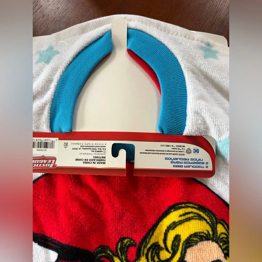 NEW Justice League DC Supergirl  & Wonder Woman Bibs - Set of 2 Toddler Girl Sz.